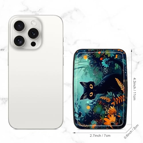 Image of Credit Card Holder, Mini Aluminum Card Wallet RFID Blocking Slim Metal Hard Card Case for Women Men, Pretty Cat