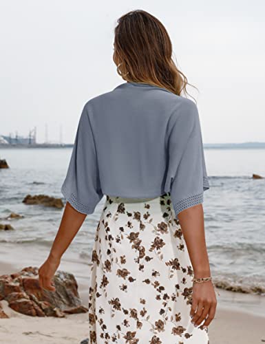 Image of Totatuit Women's Short Sleeve Bolero Shrug for Dresses Open Front Knit Cropped Cardigan Loose Sheer Cardigan Sweater