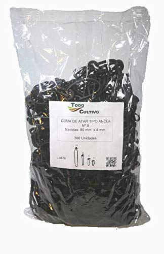 Todo Cultivo Goma Ancla Elastica nº 8 Extra para entutorar. 300 Unidades. Caucho EPDM Reforzado (máxima Elasticidad y duración)