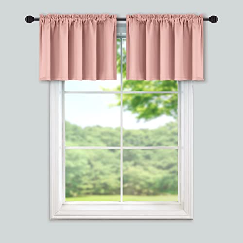 Blush Pink Window Valances 16 Inch Length For Girls Bedroom Kids Room Boho Nursery Decor Rod Pocket Small Short Light Blocking Thermal Insulated Darkening Blackout Cover For Baby Toddler 2 Pack #TOP2