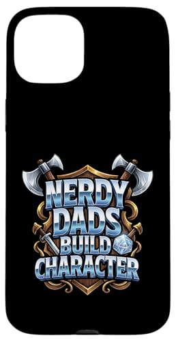 Nerdy Dads Build Character Funny RPG Dice Tabletop Gamer �X�}�z�P�[�X iPhone 15 Plus �p