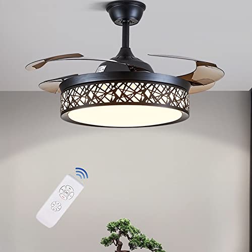 Get Special Price 42 inch Black Cage Ceiling Fan with Lights, Ceiling Fan with Retractable Blades Three Color Change Chandelier with Remote Control, Dining Room/Living Room/Bedroom Lighting Decoration-36W Get Special Price 42 inch Black Cage Ceiling Fan with Lights, Ceiling Fan with Retractable Blades Three Color Change Chandelier with Remote Control, Dining Room/Living Room/Bedroom Lighting Decoration-36W