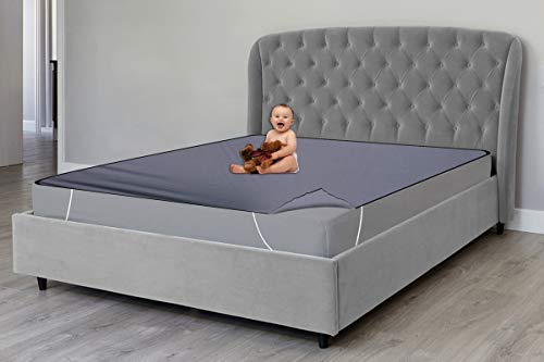 Image of The Furnishing Tree Mattress Protector /Waterproof Bedsheet Size WxL 60x78 Inches Queen Size Polyester Grey