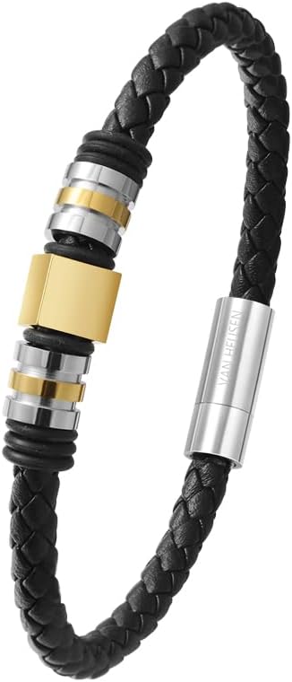 Van Heusen Men Braid Leather Bracelet with Stainless Steel Ornaments - Image 4