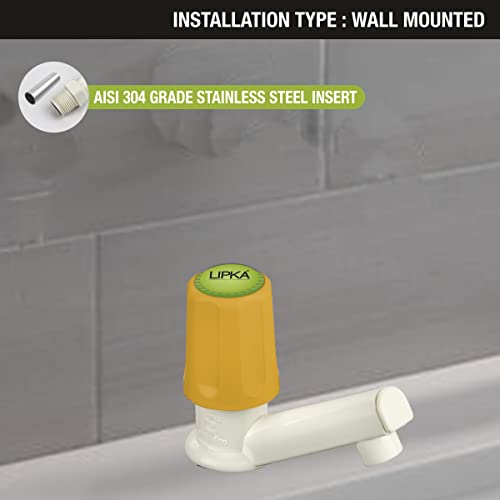 Image of LIPKA Pack of 2 Grand Pillar Tap Faucet | PTMT Water Tap | Ivory /Yellow Color |