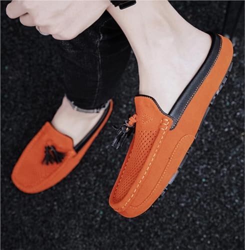 Mens Loafers Shoes Genuine Leather Tassel Stitching Details Perforated Breathable Flexible Comfortable Lightweight Flat Heel Slip Resistant3