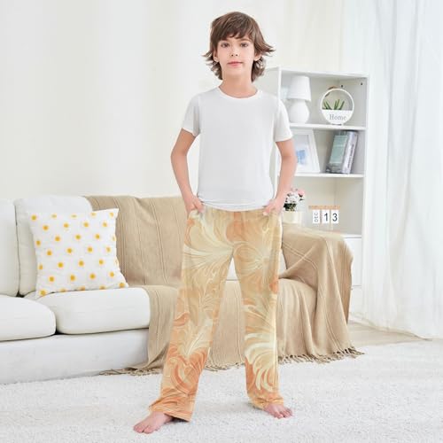 Boys' Pants Sunset Color Flowers Stripes Long Bottoms Jogger Pants Elastic Waist Trousers with Pockets S-XL 5