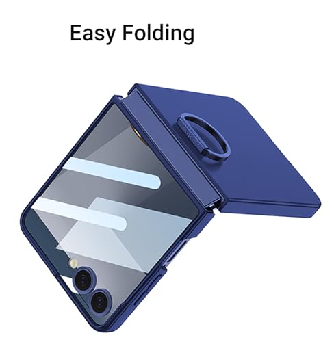 Image of Kapa Ultra Thin PC + D Ring Back Case for Samsung Galaxy Flip7 / Z Flip 7 |with [Inbuilt Glass] Shockproof Slim Hard Protective Cover (Blue)