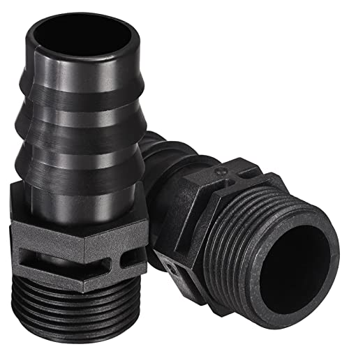 M METERXITY 4 Pack Barb Hose Fittings - 24.5mm Barbed Hose Fitting 2 Way Connectors Apply to Garden, Black(G3/4 Male Thread)