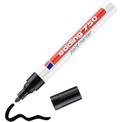 edding 750 Lackmarker - schwarz - 1 Stift - Rundspitze 2-4 mm - Lackstift zur Markierung und Beschriftung von Metall, Glas, Stein oder Kunststoff - hitzebeständig, permanent, wisch- und wasserfest Cover