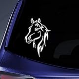 Bargain Max Decals Horse Head Outline Sticker Decal Notebook Car Laptop 5.5' (White)