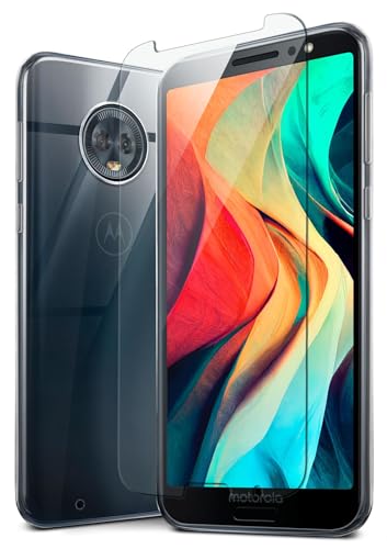 MoEx Funda de Silicona Compatible con Motorola Moto G6 [360 Grados] Protector de Pantalla de Cristal con Tapa Trasera Transparente para teléfonos móviles Compatible con Motorola Moto G 6