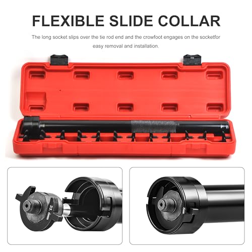 WINMAX TOOLS AUTOMOTIVE Inner Tie Rod Removal Tool Kit for Tie Rod Removal and Installation with 12 Crowfoot Adapters 1/2 Inch Drive Tube