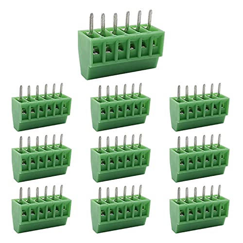 Cermant 10Pcs 6-Pin 2.54mm PCB Mount Screw Terminal Block