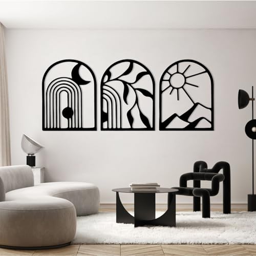 Sculpture murale soleil lune en métal pour créer une ambiance nature et zen au salon