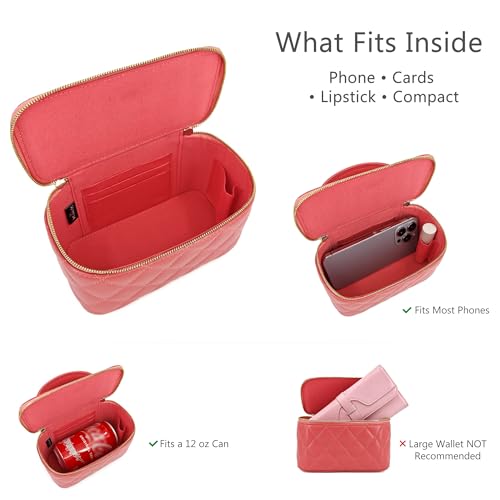 Image of M-ioi-M Small Genuine Leather Purse Quilted Crossbody Bag for Women, Mini Top-Handle Shoulder Handbag w /Gold Chain Strap