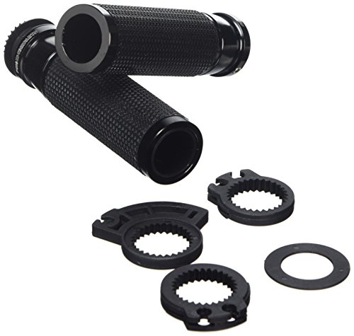Puig 6326N Puños con inserción de aluminio anodizado y goma antideslizante que mejora agarre control y confort en conducción, Negro
