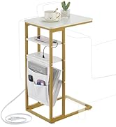 Amazon｜ZEXVIDA サイドテーブル コの字型ベッドテーブル USBポート