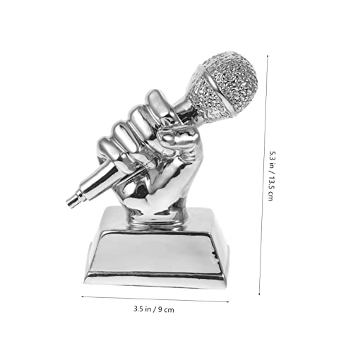 Vaguelly Troféu De Microfone Troféu De Música Boa Voz Resina Sintética Prata