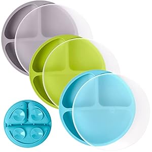 WeeSprout Suction Plates for Babies & Toddlers | 100% Silicone | Plates Stay Put with Suction Feature | Divided Design…