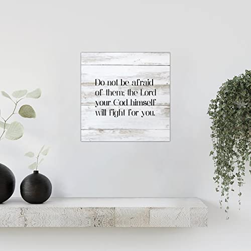 Panneau mural vintage en bois Do Not Be Afraid déco rustique salon 35cm - 7
