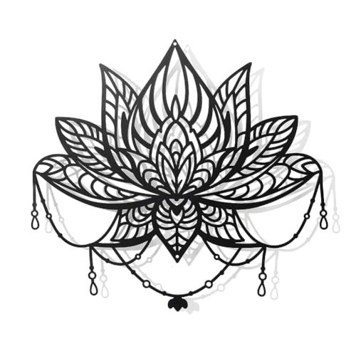 Image of NBEADS Lotus Flower Metal Wall Art Decor, Black Flower Wall Hanging Decor Lotus Silhouette Wall Art for Home Bedroom Living Room Yoga Room Kitchen Office Garden Hotel Wall Decoration, 27.8x30cm
