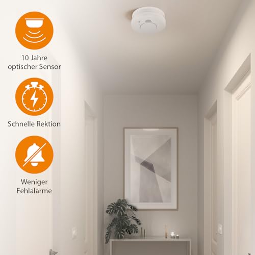 Smartwares Rauchmelder 2er-Set- Optischer Sensor - TÜV geprüft - Auswechselbare Batterie 1 Jahr -...