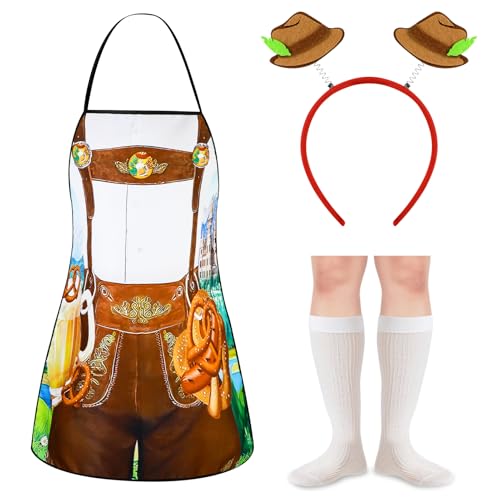 DPKOW Oktoberfest Accesorios Bavarian Costume Hombres, Oktoberfest Cintas para el Pelo Oktoberfest Delantales Calcetines