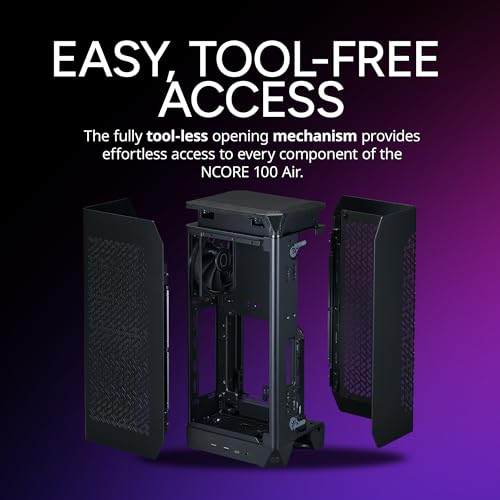 Image of Cooler Master NCORE 100 Air Mini-ITX PC Tower Case, Anodized Aluminum, 3 Slot Horizontal GPU Mount, Compatible RX 7900 XTX|RTX 4090, Compatible SFX PSU | Air Cooler Up to 70 mm, USB Type C