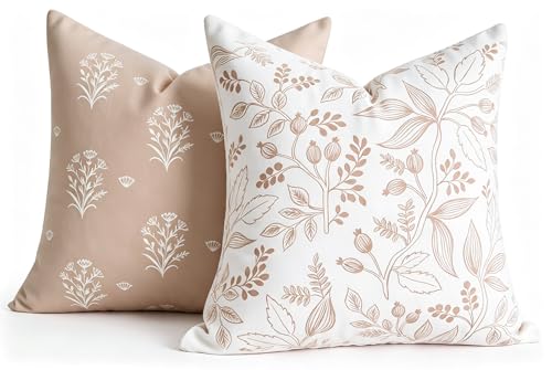 Boho Kissenbezug 40x40 Sofakissen Landhausstil Dekorative Kissenbezug 2 verschiedenen Pflanzen Mustern Couchkissen Samt Kissenhüllen Modern Dekorativ Kissenbezüge für Sofa Wohnzimmer Schlafzimmer