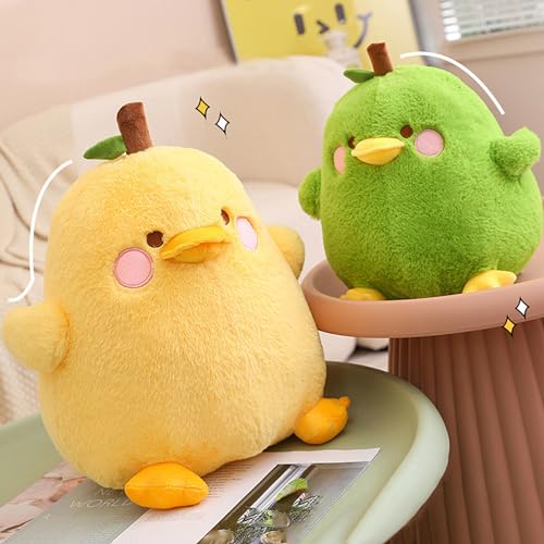 shownicer Plüschtier Ente Kuscheltier Birne Stofftier Kawaii Ente Plüsch Kissen Spielzeug Wurfkissen Geschenk für Kinder Mädchen 3+ Jahre (Gelb, 20cm)