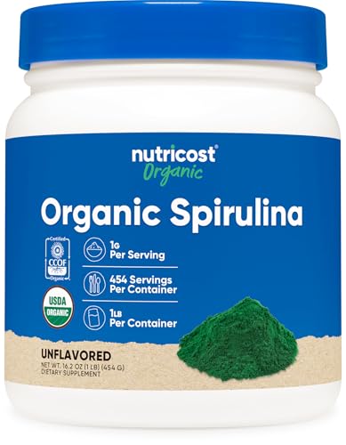 Nutricost Organic Spirulina Powder 454 Grams 1LB - Pure Certified Organic Spirulina