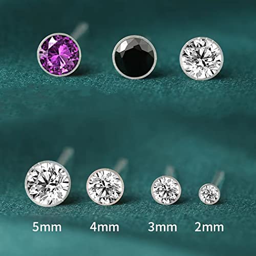 8 Pairs Anti Allergy Plastic Earrings for Sensitive Ears, Include 8 Pairs Silicone Soft earring backs, Plastic Post Earrings for Women, Birthstone Cubic Zirconia Stud Earrings Kit 2mm 3mm 4mm 5mm in one Set3