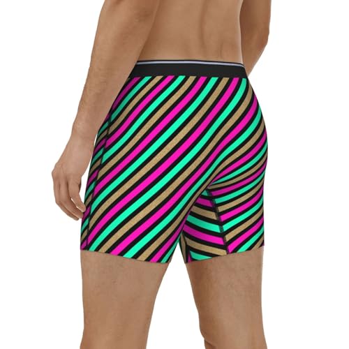 Mens Boxer Briefs - Retro Diagonal Stripe Print Soft Breathable Men'S Underwear Waistband Long Boxer Briefs4