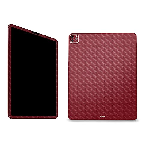 Image of MightySkins Carbon Fiber Skin Compatible with Apple iPad Pro 12.9 inch M2 6th Gen (2022) Full Wrap Kit - Solid Burgundy | Protective Durable Textured Carbon Fiber Finish | Easy to Apply | Made in The USA
