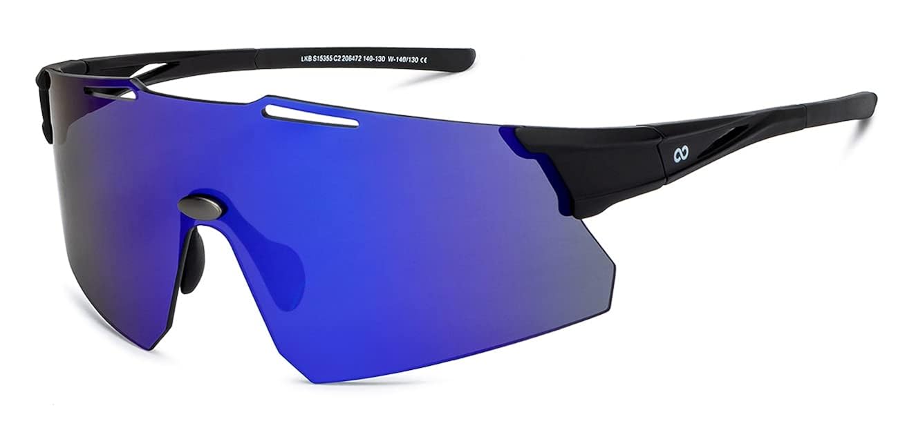 Buy Lenskart Boost Sports Sunglasses Black Blue Rimless 100 UV Protected Sunglasses for