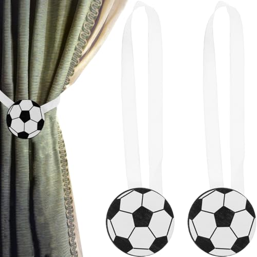 Alipis Lot De 2 Embrasses De Rideaux Magnétiques Football sans Perçage Attaches Rideau Créatives pour Chambre Enfant Décoration Fenêtres Voilages