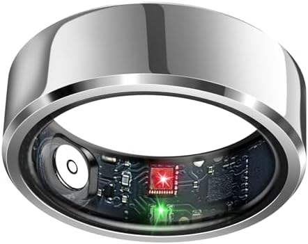 Sleep Tracker Ring with Heart Rate, Waterproof Fitness Ring for Activity Monitoring/Steps/Distance/Calories, Air Gestures, Up to 7-Day Battery, for iOS Android (Silver,#12)