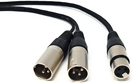 MainCore 1.5m long 3 Pin XLR Female Plug to Twin 2 x XLR 3 Pin Socket Male Balanced Splitter Extender Cable Lead Cord