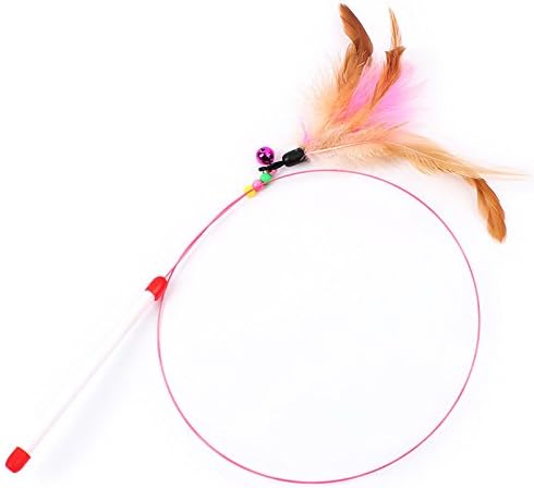 homewinner Cat Toys Feather Wand 100cm (39.4 inch) length  With Natural Feathers and Colorful small bell are Guaranteed to Drive Your Cat Wild 1 PACK.
