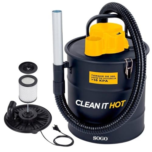 SOGO Aspirador de Cenizas con Función Soplador de 1200W de Potencia y Succión ≥16Kpa - Aspiradora de Cenizas con Filtro Lavable y Manguera Resistente al Calor - Aspirador Cenizas Pellet y Chimenea