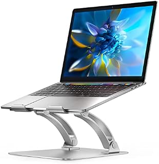 Nulaxy Laptop Stand for Desk, Ergonomic Height Angle Adjustable Laptop Riser Elevator with Heat-Vent Computer Stand Holder Compatible with 10-17" Up to 22 Lbs Laptop Notebook Computer Silver