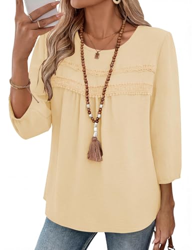 Ivicoer Ivicoer Womens 3/4 Length Sleeve Shirts Casual Chiffon Blouses
