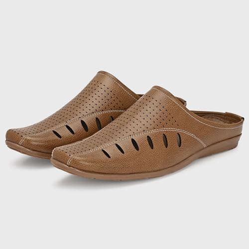 Image of Centrino Men's Casual Slip-On Sandals |Comfortable Back-Open Relaxed Fit Mule|Slip-On Half Shoe with Cushioned Insole for Office,Casual,Home,Outdoor,Driving,Summer Everyday Comfort(8107)