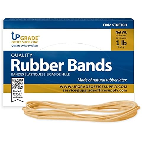 Upgrade Office Rubber Bands UPG225117B, Size #117B (7” x 1/8”), 1 lb Box, Natural Crepe, USA Cover