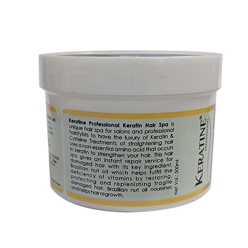 KERATINE PROFESSIONAL Premium Keratin Hair Spa Smooth Therapy | 100% Soft, Shine & Hair Repair | Infused With Brazilian Nut And Keratin | Treatment Protein Spa - Conditioning For Dry Damage-1 Count