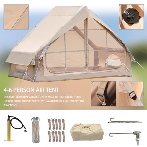 Carpa inflable para camping 4-6 personas beige miniatura 4