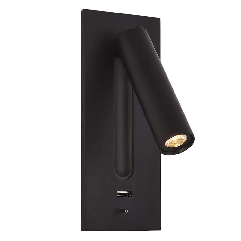 HYJAUSXB Modern Wall Mount Lamp, Light Bedroom Hotel Bedside Lamp Reading Embedded LED Sconces with Switch USB Port Lighting Lamps