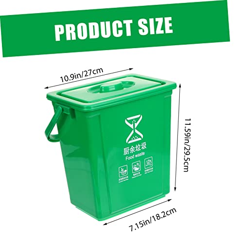 Caneca de basura de plástico rectangular 10 L verde miniatura 7