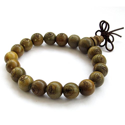10mm Tibetan Buddhist Green Sandalwood Beads Prayer Wrist Bracelet Mala